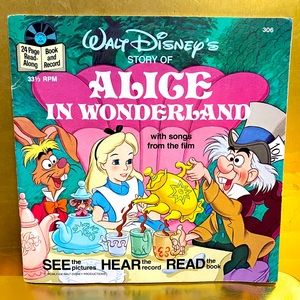 WALT DISNEY’S STORY OF ALICE IN WONDERLAND 1979 DISNEYLAND VINYL RECORD & BOOK